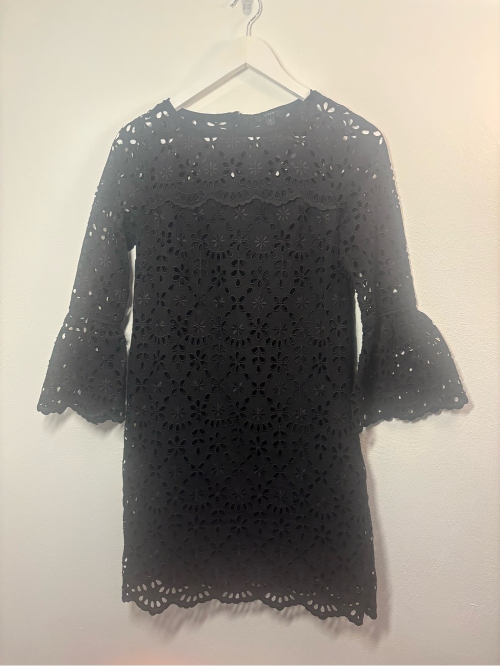 J. Crew Black Eyelet Mini Dress with Floral Cutouts